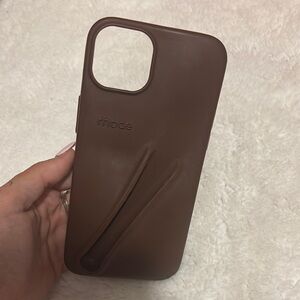 RHODE Brown Leather iPhone Case Minimalist Design IPhone 14-15 Plus
